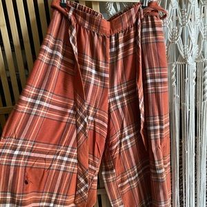 Flare plaid print soft pants
